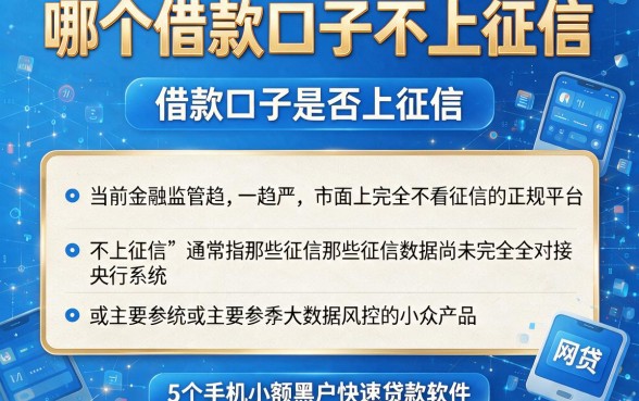 哪个借款口子不上征信,细致阐述5个手机小额黑户快速贷款软件