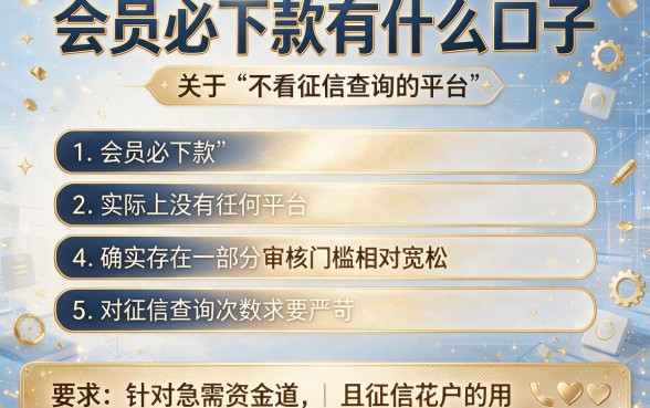 会员必下款有什么口子，条列五个不看征信查询的平台