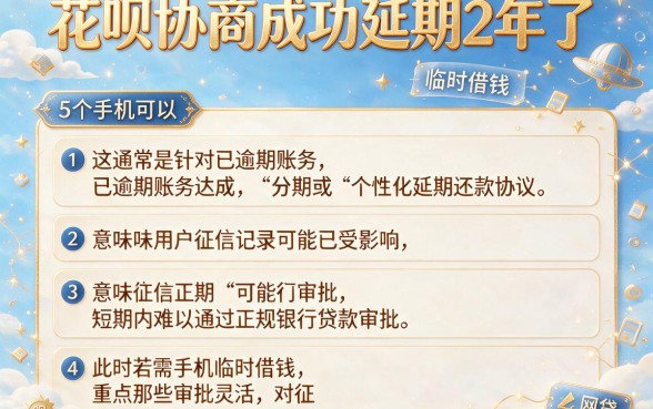 花呗协商成功延期2年了,详细阐述5个手机可以临时借钱的app