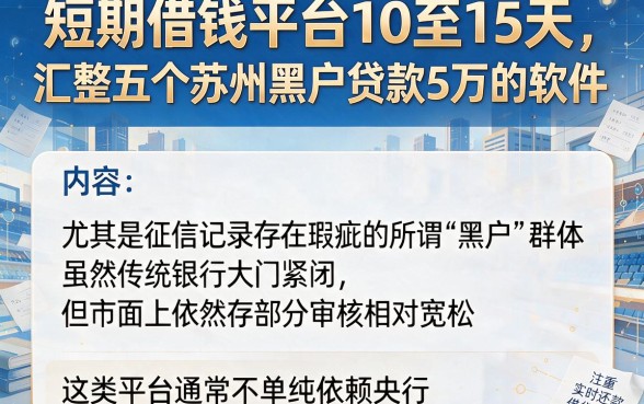 短期借钱平台10至15天,汇整五个苏州黑户贷款5万的软件