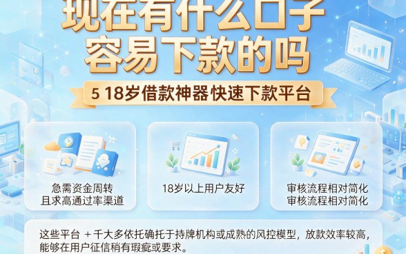 现在有什么口子容易下款的吗,遴选5个18岁借款神器快速下款平台