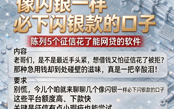 像闪银一样必下闪银款的口子，陈列5个征信花了能网贷的软件
