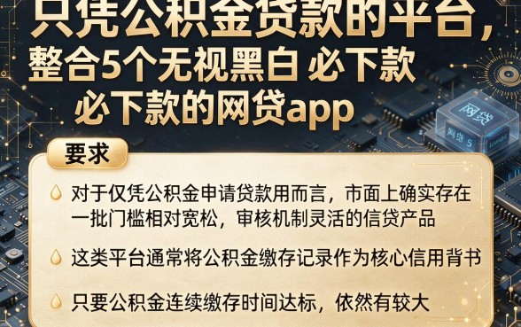 只凭公积金贷款的平台,整合5个无视黑白必下款的网贷app