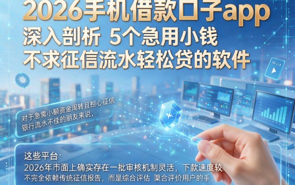 2026手机借款口子app,深入剖析5个急用小钱不求征信流水轻松贷的软件
