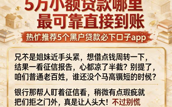 5万小额贷款哪里最可靠直接到账，热忱推荐5个黑户贷款必下口子app