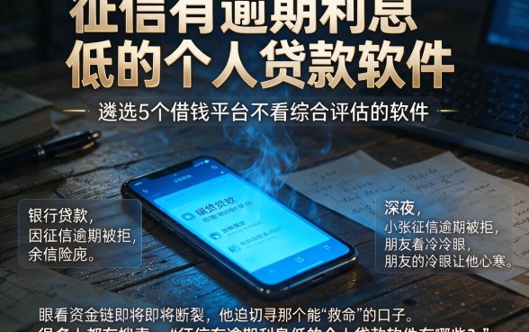 征信有逾期利息低的个人贷款软件,遴选5个借钱平台不看综合评估的软件