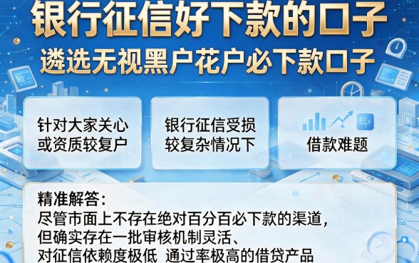 银行征信好下款的口子,遴选5个无视黑户花户必下款口子
