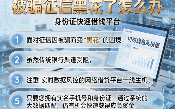 被骗征信黑花了怎么办，条列5个手机和身份证快速借钱平台