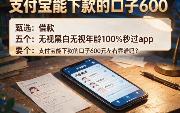 支付宝能下款的口子600,甄选五个借款无视黑白无视年龄100%秒过app