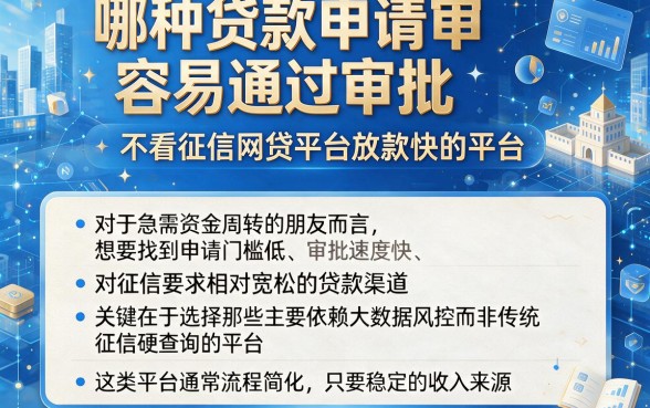 哪种贷款申请容易通过审批,梳理五个不看征信网贷平台放款快的平台