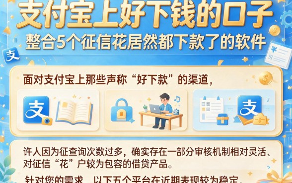 支付宝上好下钱的口子,整合5个征信花居然都下款了的软件