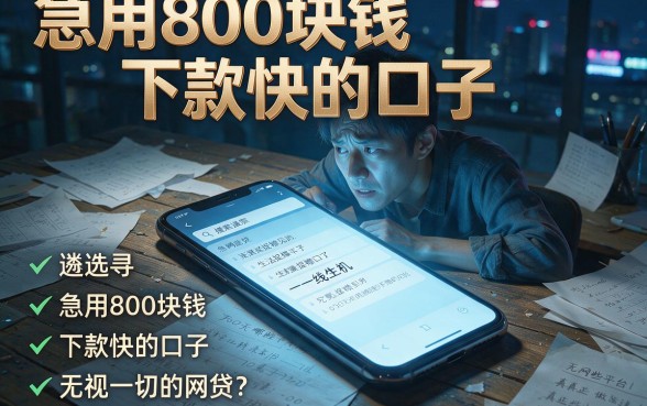 急用800块钱下款快的口子，遴选五个无视一切的网贷
