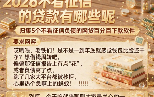 2026不看征信的贷款有哪些呢,归集5个不看征信负债的网贷百分百下款软件