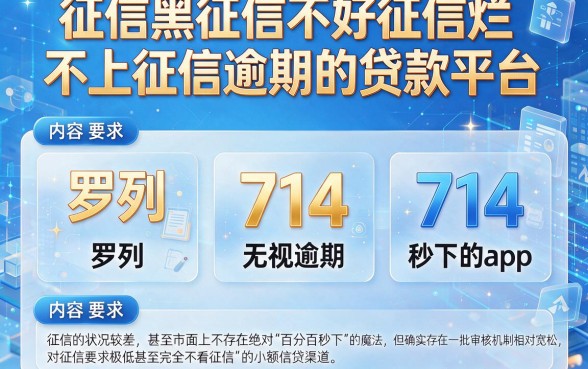 征信黑征信不好征信烂不上征信逾期的贷款平台,罗列5个714无视逾期秒下的app