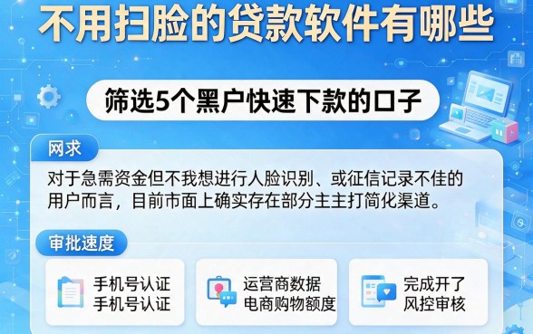 不用扫脸的贷款软件有哪些,筛选5个黑户快速下款的口子