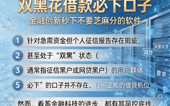 双黑花借款必下口子,条列5个金融创新秒下不要芝麻分的软件