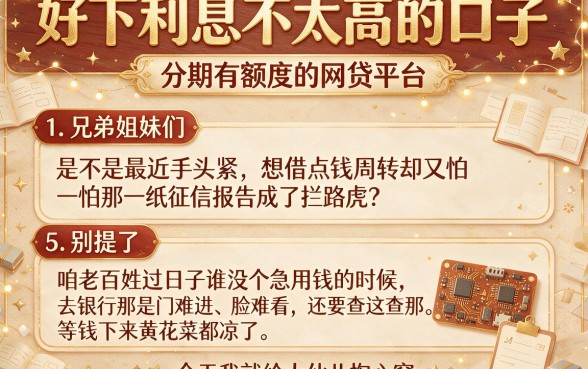 好下利息不太高的口子，详细阐述5个分期有额度的网贷平台