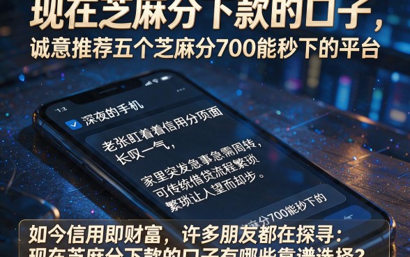 现在芝麻分下款的口子，诚意推荐五个芝麻分700能秒下的平台