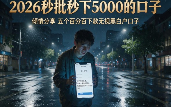 2026秒批秒下5000的口子，倾情分享五个百分百下款无视黑白户口子
