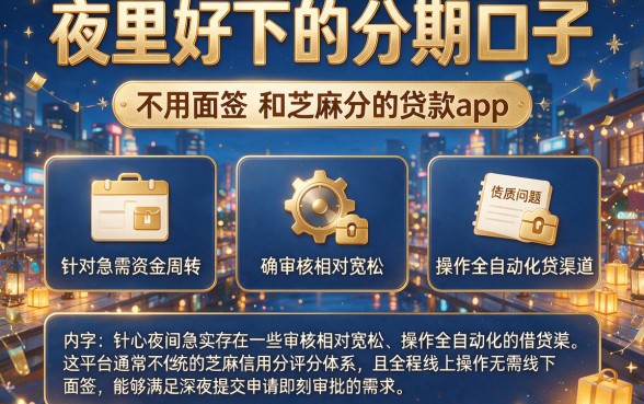 夜里好下的分期口子,整理5个不用面签和芝麻分的贷款app