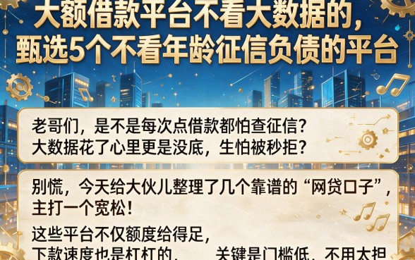 大额借款平台不看大数据的,甄选5个不看年龄征信负债的平台