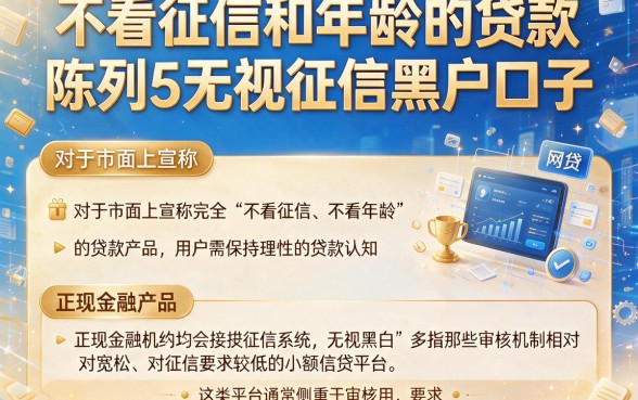 不看征信和年龄的贷款,陈列5个无视征信黑户口子