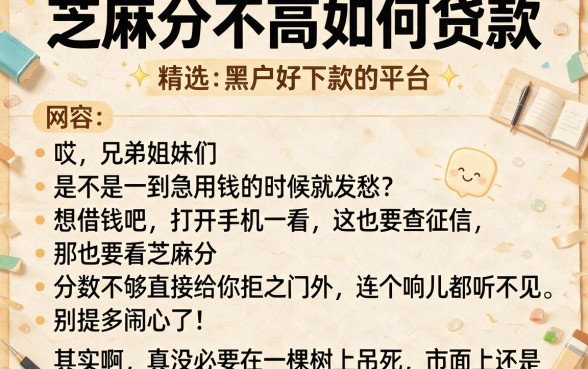 芝麻分不高如何贷款，精选五个黑户好下款的平台
