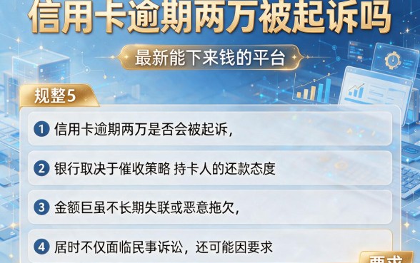 信用卡逾期两万被起诉吗，规整5个最新能下来钱的平台