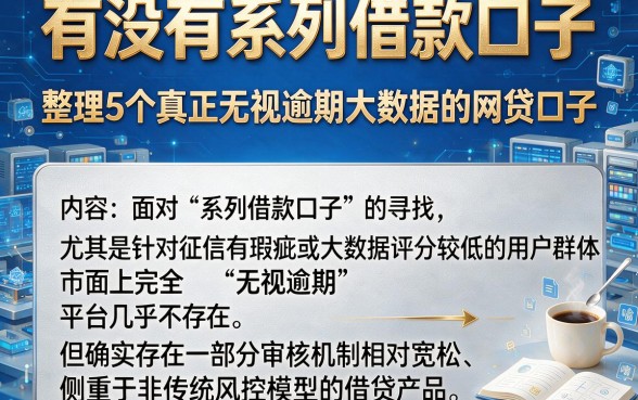 有没有系列借款口子,整理5个真正无视逾期大数据的网贷口子