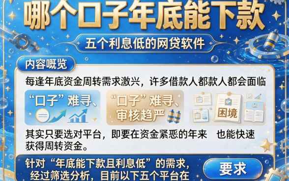 哪个口子年底能下款,概览五个利息低的网贷软件