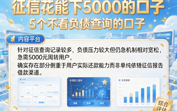 征信花能下5000的口子,概括5个不看负债查询的口子