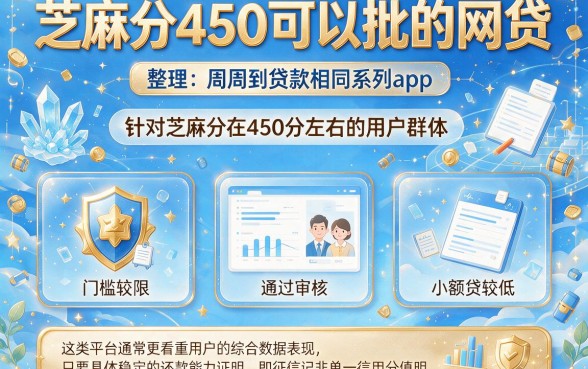 芝麻分450可以批的网贷,整理五个周周到贷款相同系列的app