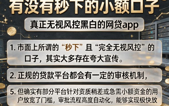 有没有秒下的小额口子,归纳5个真正无视风控黑白的网贷app