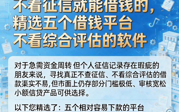 不看征信就能借钱的，精选五个借钱平台不看综合评估的软件