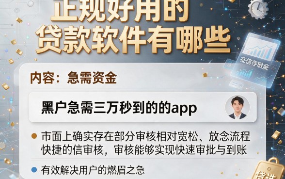 正规好用的贷款软件有哪些,陈列五个黑户急需三万秒到的的app