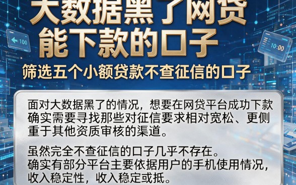 大数据黑了网贷能下款的口子,筛选五个小额贷款不查征信的口子