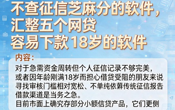 不查征信芝麻分的软件,汇整五个网贷容易下款18岁的软件