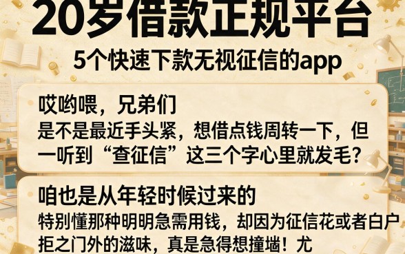 20岁借款正规平台,详细阐述5个快速下款无视征信的app