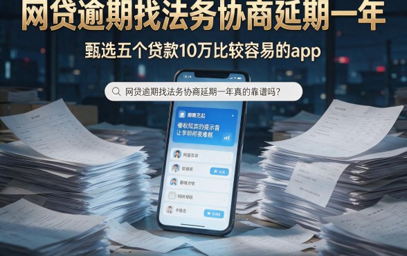 网贷逾期找法务协商延期一年，甄选五个贷款10万比较容易的app