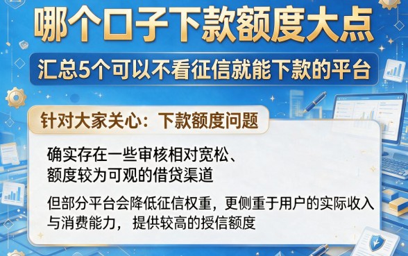 哪个口子下款额度大点,汇总5个可以不看征信就能下款的平台