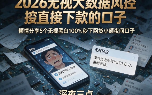 2026无视大数据风控直接下款的口子，倾情分享5个无视黑白100%秒下网贷小额夜间口子
