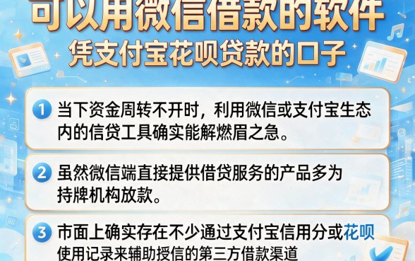 可以用微信借款的软件,详尽说明五个凭支付宝花呗贷款的口子