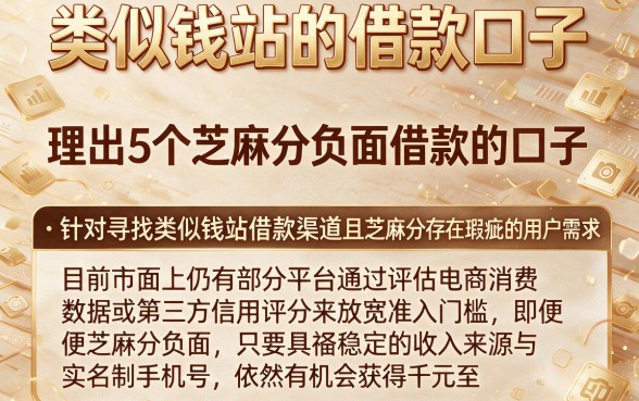 类似钱站的借款口子,理出5个芝麻分负面借款的口子