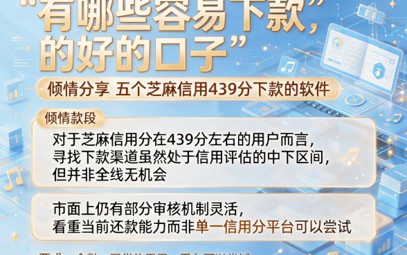 有哪些容易下款的好的口子,倾情分享五个芝麻信用439分下款的软件