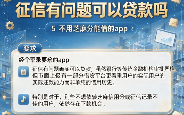 征信有问题可以贷款吗，筛选5个不用芝麻分能借的app