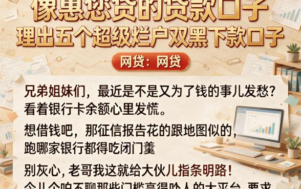 像惠您贷的贷款口子，理出五个超级烂户双黑下款口子