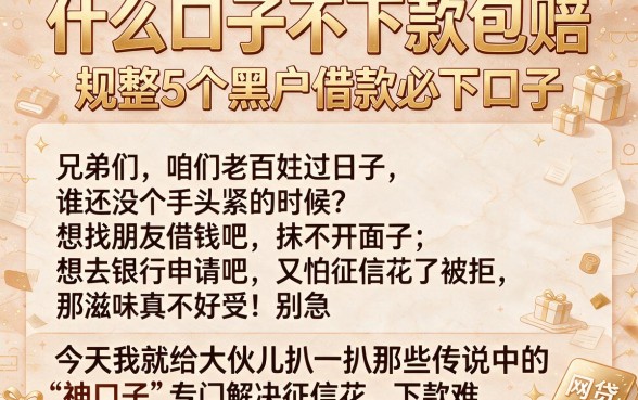 什么口子不下款包赔,规整5个黑户借款必下口子