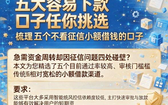 五大容易下款口子任你挑选，梳理五个不看征信小额借钱的口子