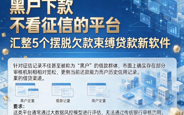 黑户下款 不看征信的平台,汇整5个摆脱欠款束缚贷款新软件