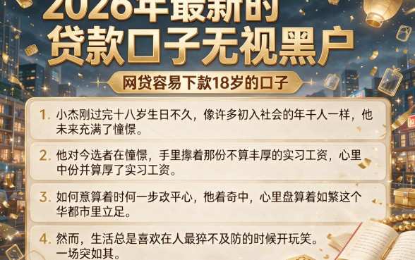 2026年最新的贷款口子无视黑户,详细阐述五个网贷容易下款18岁的口子